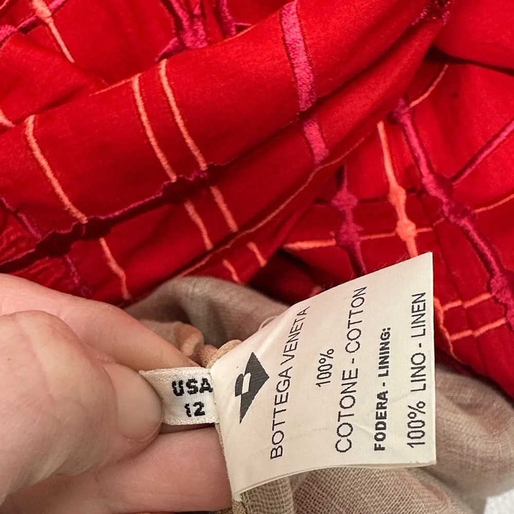 Bottega Veneta Suit Set Blazer Jacket Matching Maxi Skirt Cotton Red Plaid US 12